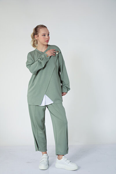 My City 5352 - Stylish Comfortable Single Jersey Knit Button Detail Loose Women's Set