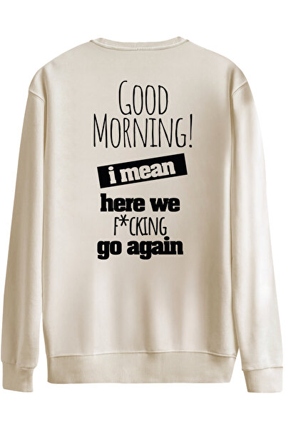 BetterThanCo Good Morning Printed Crew Neck Oversized Sweatshirt