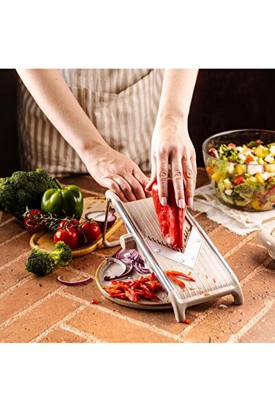 Kinghoff Beige manual chopper, adjustable thickness with stand,