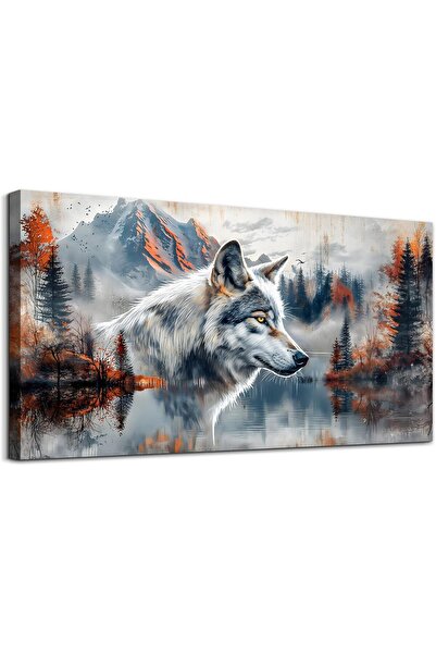 Today Idea Canvas Wall Art 20x40" Wolf Abstract - Framed Canvas