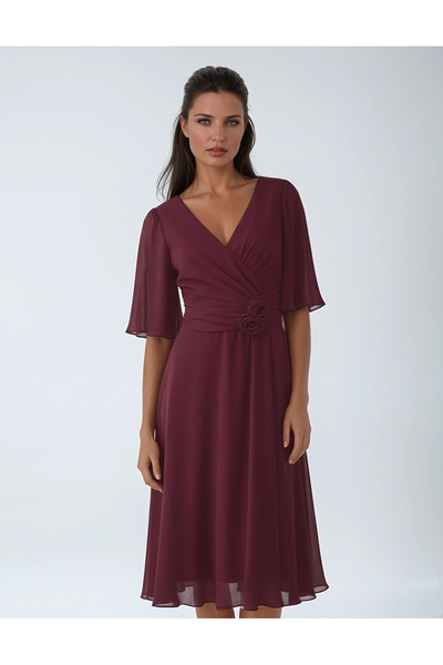 Vessmary Occasion and day dress made of wine veil VSM1023C