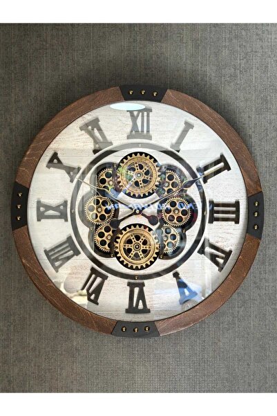 Livenza Home 50 CM Çarklı Duvar Saati Ahşap Çerçeve