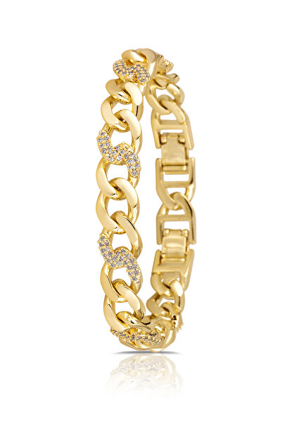 Polo Air Halka Zincir Model Kadın Bileklik Gold Renk BLK-M7046-S