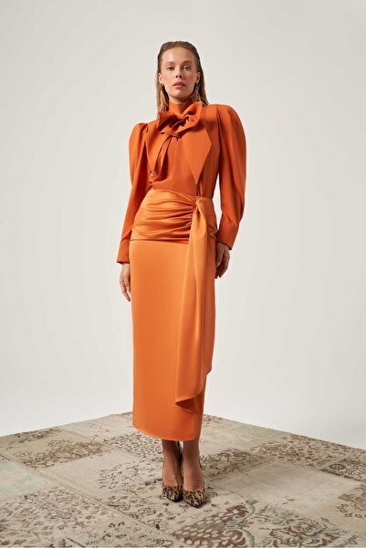 Mimya Saten Volan Detaylı Etek 4806