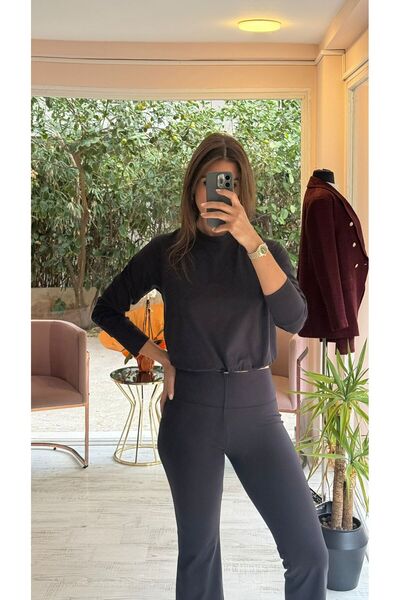 HANER BUTİK Black Blouse - Pants Set