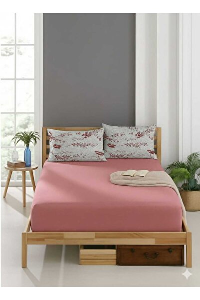 Valezium Başak Patterned Printed Fabric Elastic Fitted Sheet Set with Pillowcases