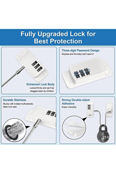 Generic Child Safety Fridge and Cabinet Locks, Adhesive Combination Lock, 2-Pack - Azoni