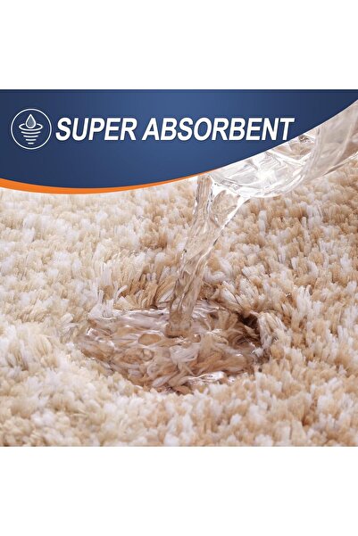 Faria Bath Mat, Fluffy Absorbent, 41x61cm, Microfiber Non-Slip Base, Machine Washable, Beige