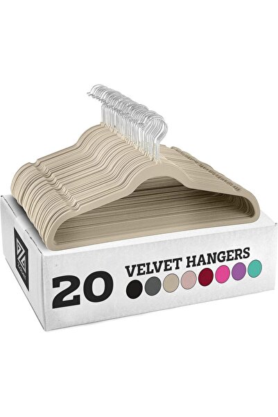 ZOBER شماعات مخملية ٤٥ سم، غير قابلة للانزلاق، خطاف دوار ٣٦٠ درجة، موفرة للمس...