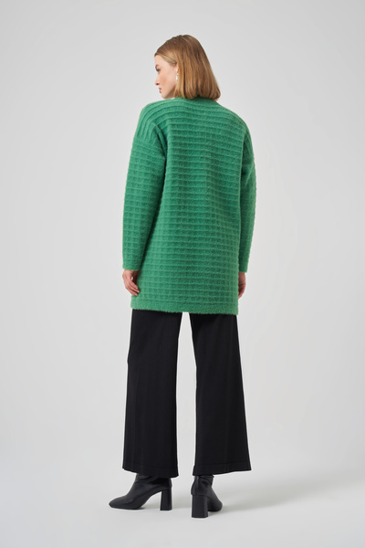 Nuss Stone and Brooch Detail Angora Cardigan 7010 Green