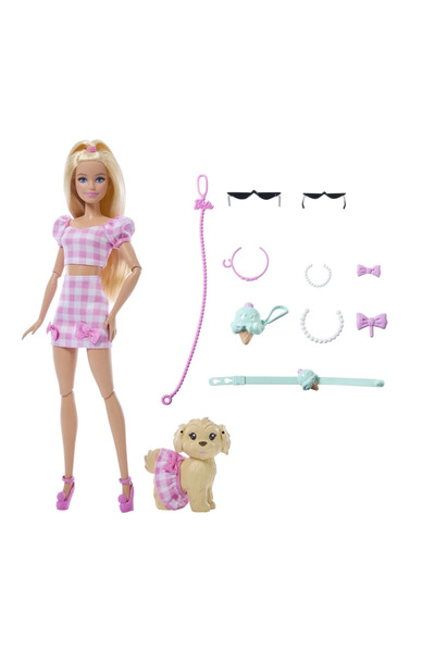 Barbie Twinning Looks Doll & Dog Set with Accessories