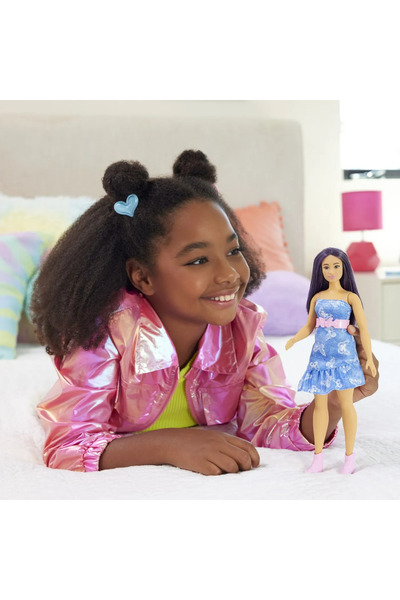 Barbie Fashionista Doll Purple Hair Butterfly Dress