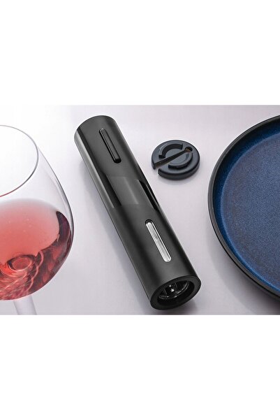 zola Electric bottle corkscrew set, with cut, easy and quick to use, with wine stopper, black, 23x4.8 cm