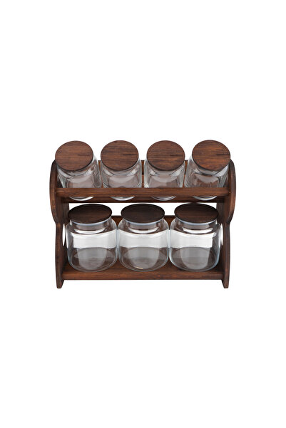 Bambum Nero Bench 8-Piece 2-Tier Spice Rack Set with Stand Horizontal