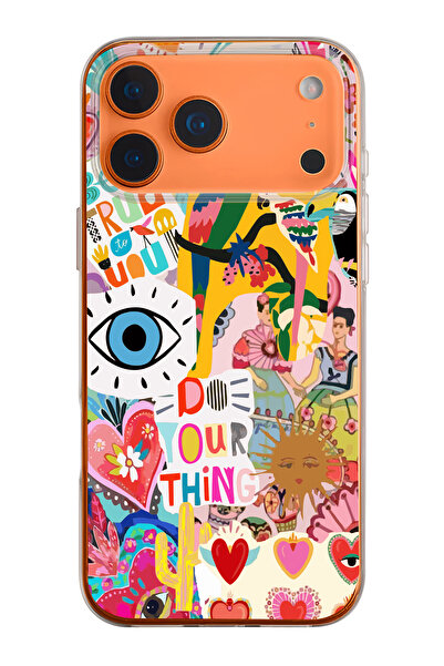 mooodcase iPhone 17 Pro Uyumlu Fun Desenli Şeffaf Silikon Telefon Kılıfı