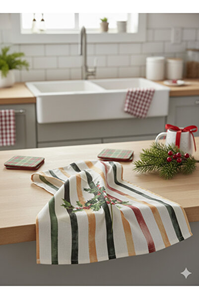 Elvya Christmas | %100 Pamuk Baskılı Kurulama Bezi – 40×60 cm Yılbaşı Temalı