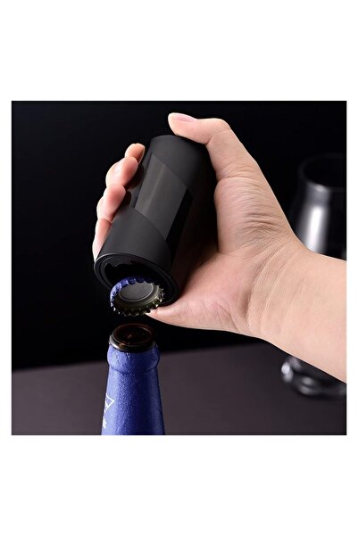 zola Automatic beer and juice bottle cap opener,plastic and steel, 8x4.5 cm, black
