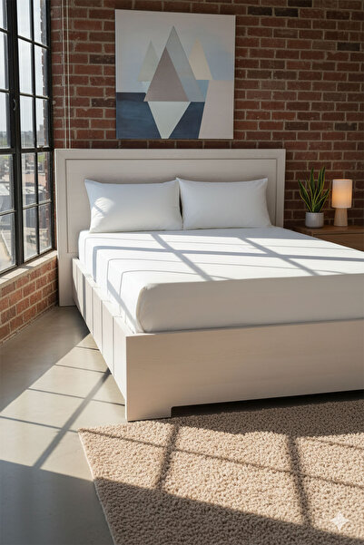 FAVORA 100% Cotton Ranforce Premium Double Bed Sheet Set - White