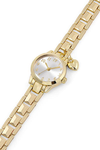 SPECTRUM PREMİUM Spectrum Minimal Case Round Dial Heart Charm Detailed Metal Cord Women Wrist Watch