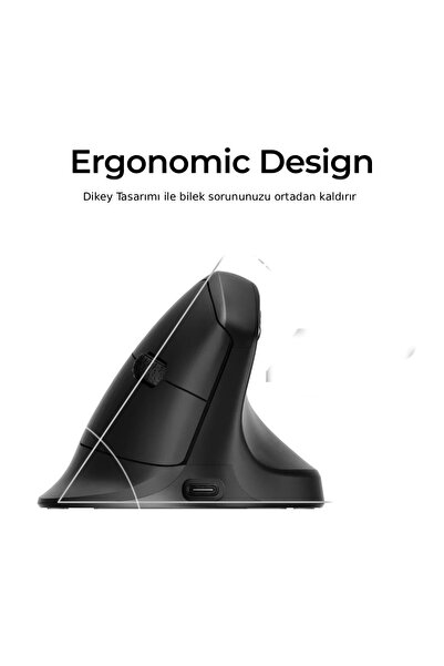 alfalink M1688 Kablosuz+BT Şarjlı Ergonomik Dikey Mouse