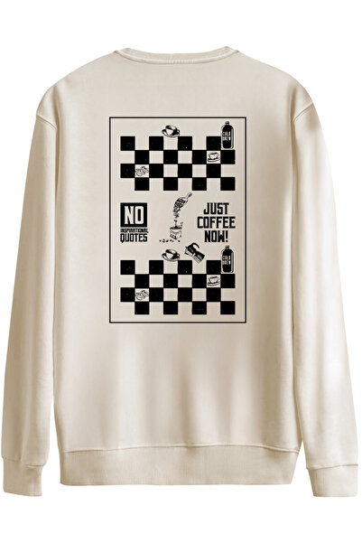 BetterThanCo Just Coffee Printed Crew Neck Oversized Sweatshirt