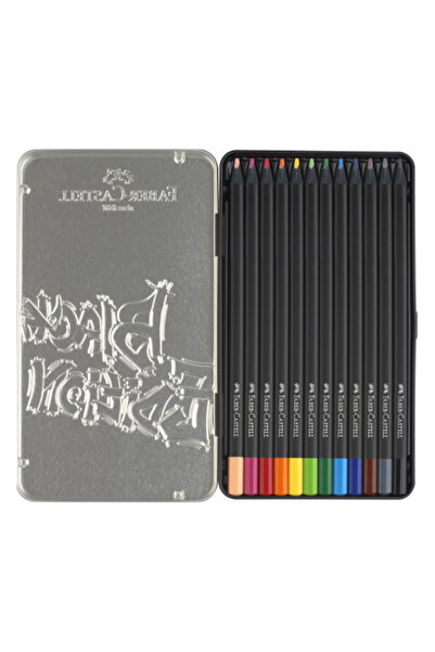 Faber Castell أقلام تلوين خشبية-Black Edition -علبة حديد-12 لون