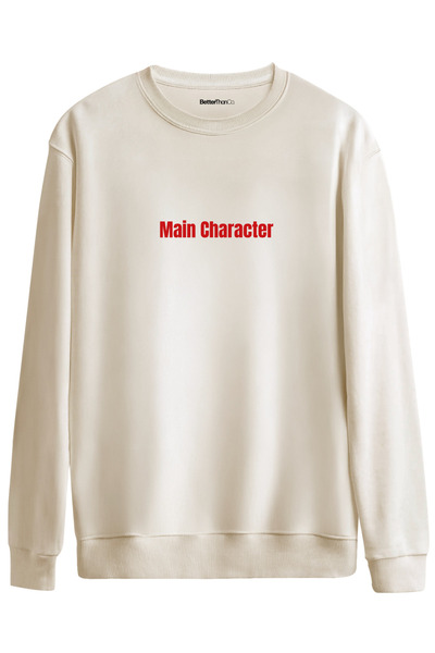 BetterThanCo Main Character Printed Crew Neck Oversized Sweatshirt