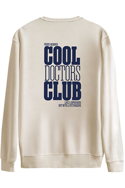 BetterThanCo Cool Doctors Club Printed Crew Neck Oversized Sweatshirt