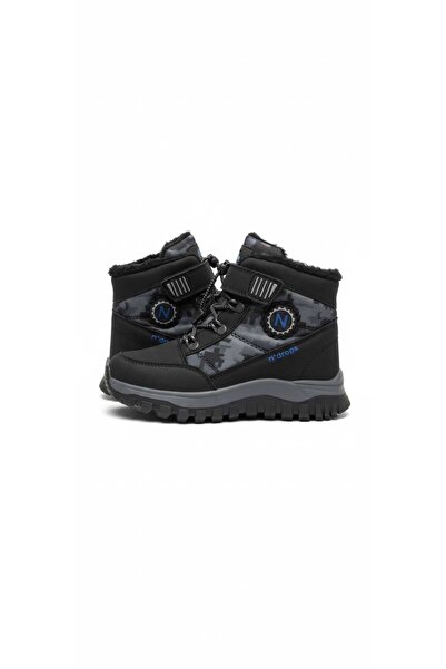 McDark Black Sax Boys' Fur-Lined Rubber Boots