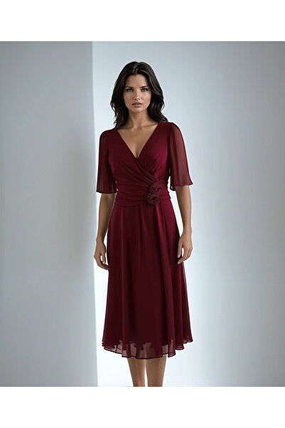 Vessmary Occasion and day dress made of wine veil VSM1023C