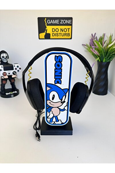 Butik 3d Baskı Sonic Tasarımlı Ledli Kulaklık Tutucu