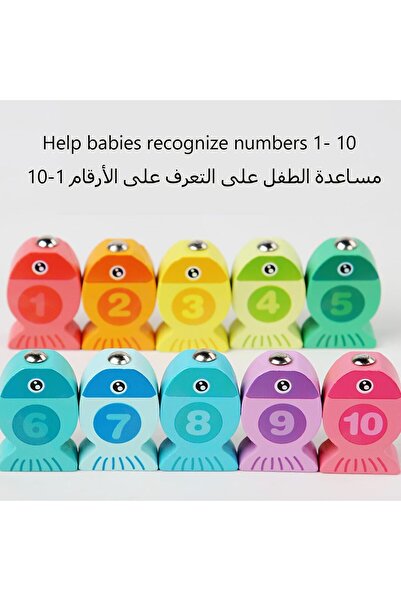 Generic Magnetic Wooden Fishing Toy for Toddlers — Numbered Fishing Puzzle, Educational Math Toy for Ages