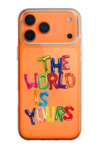 mooodcase iPhone 17 Pro Max Uyumlu The World Desenli Şeffaf Silikon Telefon Kılıfı