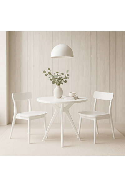 Trihome Masif Gürgen Ağacı Yuvarlak Modern Yemek Masası – El İşçiliği Minimal Tasarım 80cm