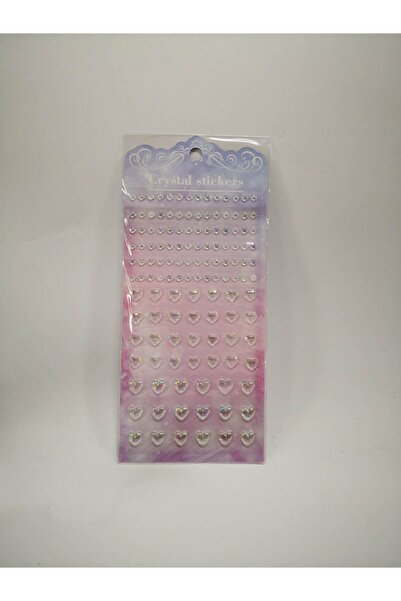 Linea Beyaz Parlak Kalp Stickers – Yuvarlak Akrilik Taşlı Dekoratif Süs Yapış...