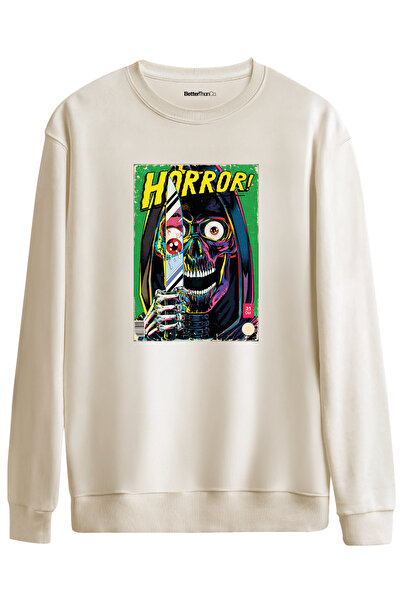 BetterThanCo Horror Printed Crew Neck Oversized Sweatshirt