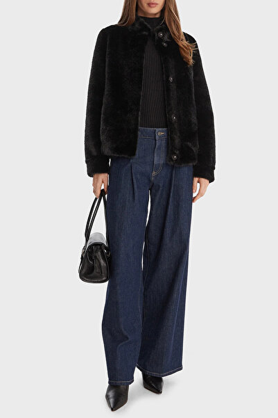 Guess Luna Regular Fit Mock Neck Suni Faux Fur Coat W5Bl64W3920 Coat W5Bl64 W3920 Jblk