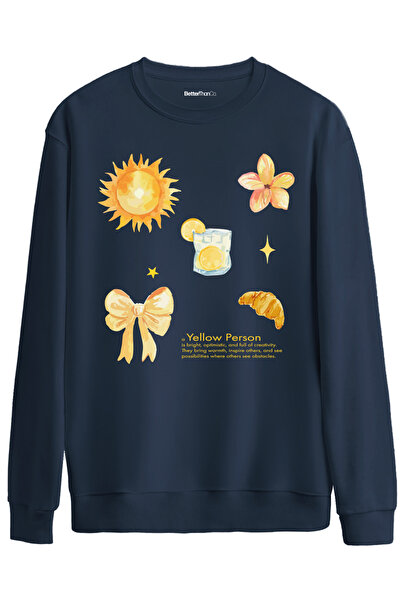 BetterThanCo Omul galben cu imprimeu guler rotund supradimensionat Swea tricou