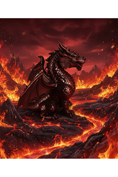 DEMİRHAN3D Siyah Ejderha Figürü - Detaylı Dekoratif Mini Ejderha Heykelcik 12 cm | Hediyelik Figür