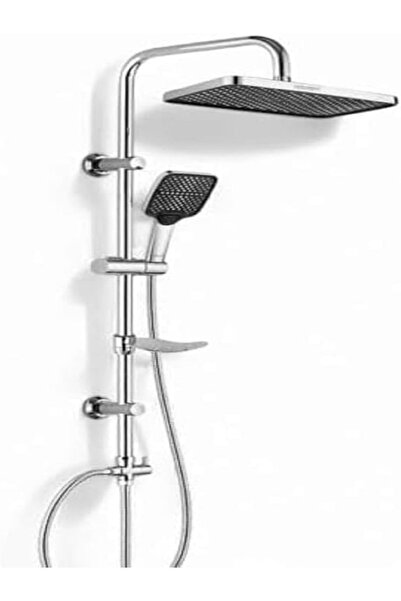 Generic Italian-Designed Overhead Shower — Square Rainfall Head with Handheld, Chrome