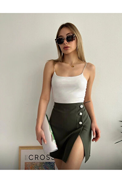 ZENGEZUR MALL Mtxdpn Three Stone Mini Skirt Khaki (162812) (Size: S)