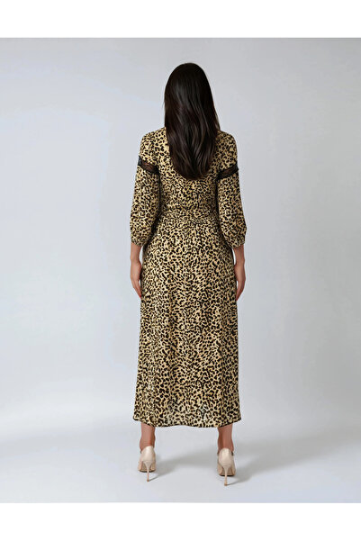Vessmary VSM1032 day dress made of leopard Printed veil with lace inserts