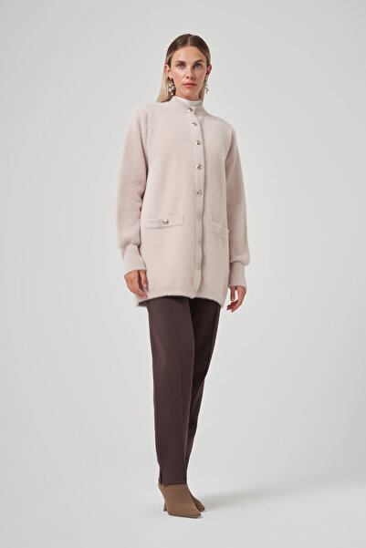 Nuss Pocket Detail Angora Cardigan 7008 Stone