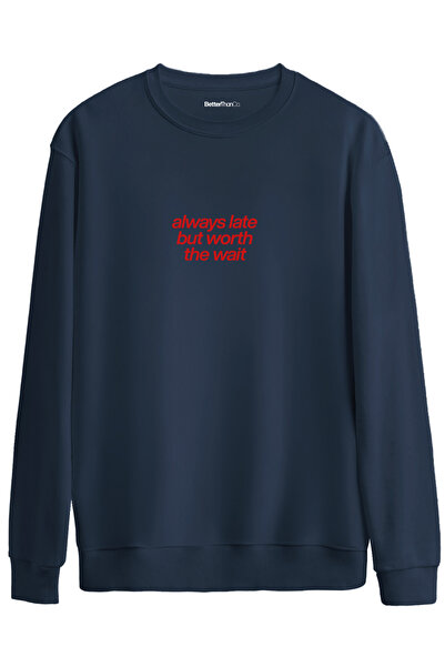 BetterThanCo Întotdeauna târziu cu imprimeu guler rotund supradimensionat Swe...