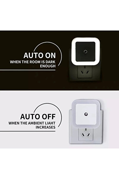 BLUE CORAL Sensor Night Light Plug-In Square Night Lamp Smart Dusk to Dawn Sensor Lamps Nightlight E