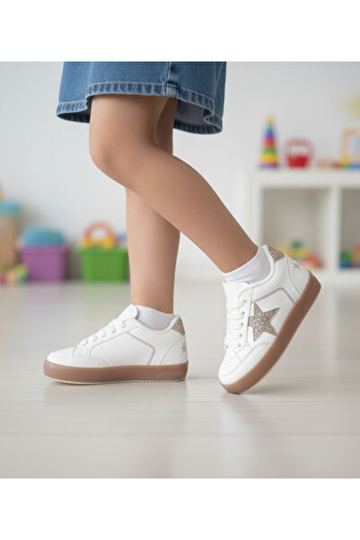 Elit Arvenzo 0457 White Comfortable Drawstring and Velcro Daily Light Girls' Shoes