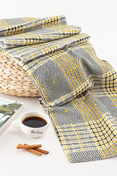 AQUABERRY Μαλακό καρό χειμωνιάτικο κασκόλ Premium - Κίτρινο