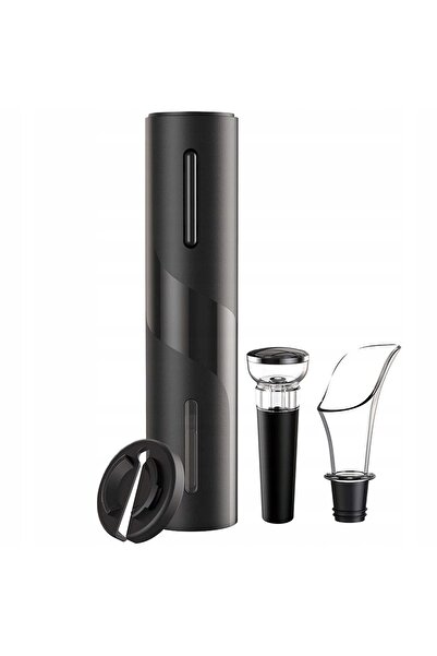 zola Electric bottle corkscrew set, with cut, easy and quick to use, with wine stopper, black, 23x4.8 cm