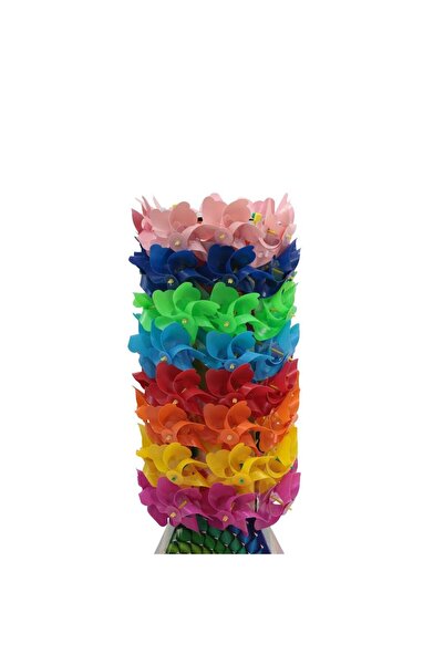 bahçe market Mini Rüzgar Gülü 6 Kanat 10 cm - Renkli Hareketli Saksı ve Bahçe...