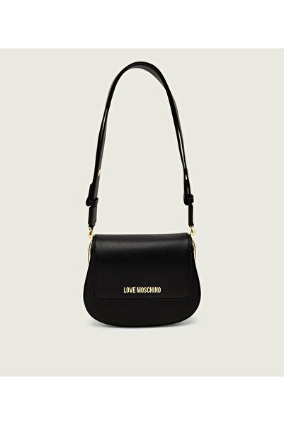 Love Moschino Women's Leather Adjustable Strap Metal Logo Black Shoulder Bag Jc4374Pp0Nkf0-000